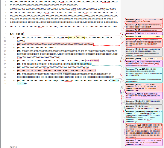 Screenshot of a document in Word 2010 with lots of comments